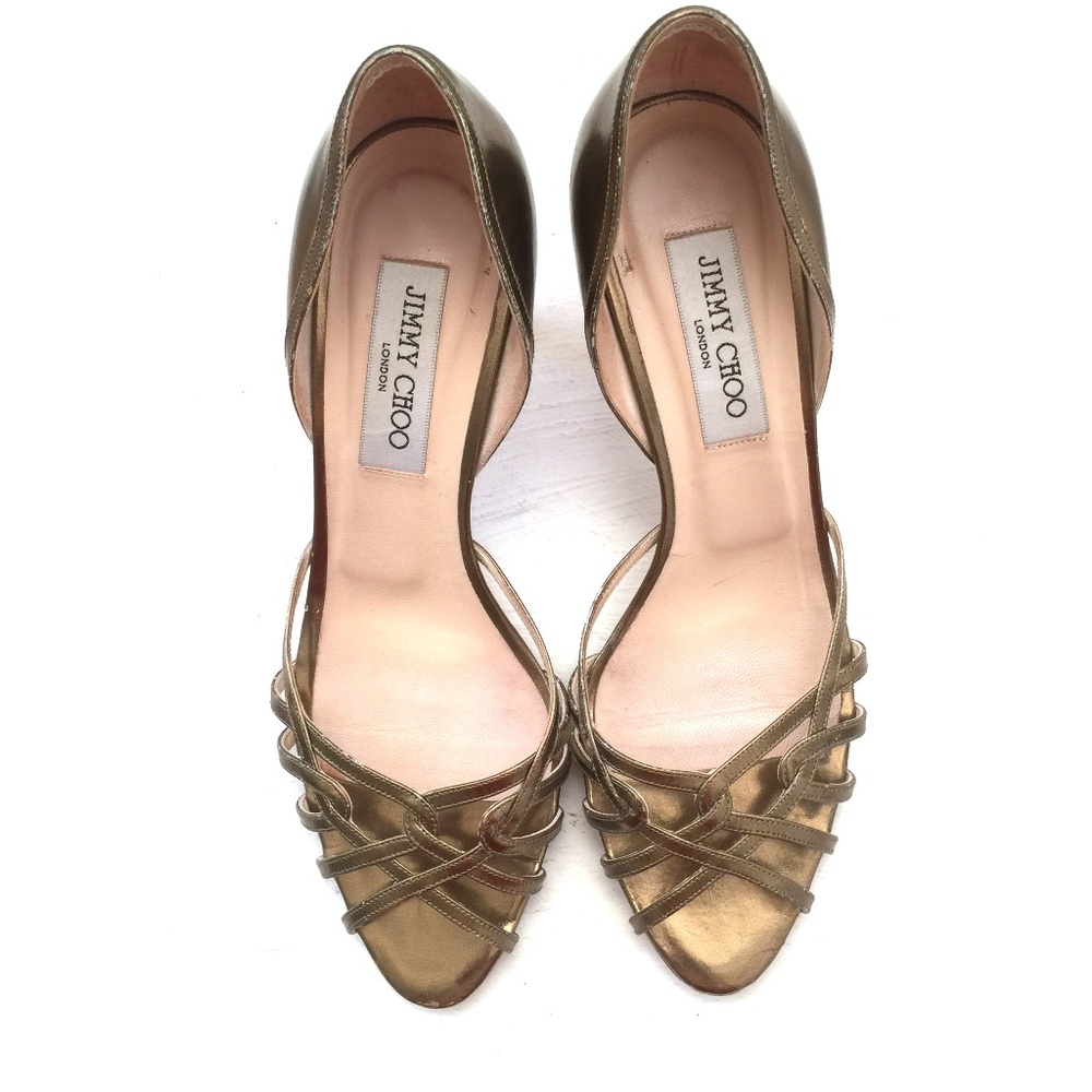 JIMMY CHOO Gold Heels/Sz 7.5